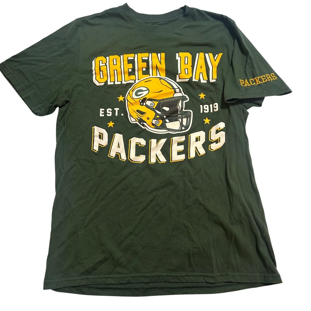 NFL Green Bay‎ Packers Mens Small Green T-Shirt Graphic Helmet Football Outdoor